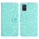 For Samsung Galaxy A51 4G Floral Embossed Pattern Leather Phone Case(Light Green) - 1