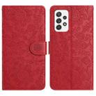For Samsung Galaxy A53 Floral Embossed Pattern Leather Phone Case(Red) - 1