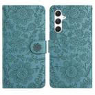 For Samsung Galaxy A54 Floral Embossed Pattern Leather Phone Case(Dark Green) - 1