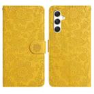 For Samsung Galaxy A54 Floral Embossed Pattern Leather Phone Case(Yellow) - 1