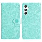 For Samsung Galaxy A54 Floral Embossed Pattern Leather Phone Case(Light Green) - 1