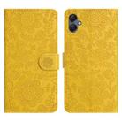 For Samsung Galaxy A06 4G Floral Embossed Pattern Leather Phone Case(Yellow) - 1