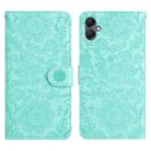 For Samsung Galaxy A06 4G Floral Embossed Pattern Leather Phone Case(Light Green) - 1