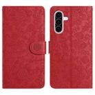 For Samsung Galaxy A36 5G Floral Embossed Pattern Leather Phone Case(Red) - 1