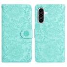 For Samsung Galaxy A36 5G Floral Embossed Pattern Leather Phone Case(Light Green) - 1