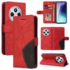 For Redmi 14C 4G Global Dual-color Splicing Flip Leather Phone Case(Red) - 1