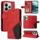 For Redmi Note 14 5G Dual-color Splicing Flip Leather Phone Case(Red) - 1