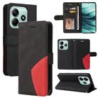 For Redmi Note 14 5G Dual-color Splicing Flip Leather Phone Case(Black) - 1