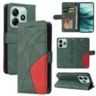 For Redmi Note 14 5G Dual-color Splicing Flip Leather Phone Case(Green) - 1