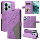 For Redmi Note 14 5G Dual-color Splicing Flip Leather Phone Case(Purple) - 1