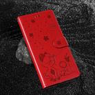 For Redmi Note 14 5G Cat and Bee Embossed Flip Leather Phone Case(Red) - 2