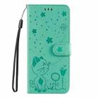 For Redmi Note 14 5G Cat and Bee Embossed Flip Leather Phone Case(Green) - 3