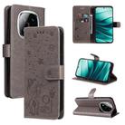 For Redmi Note 14 Pro / 14 Pro+ 5G Cat and Bee Embossed Flip Leather Phone Case(Grey) - 1