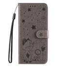 For Redmi Note 14 Pro / 14 Pro+ 5G Cat and Bee Embossed Flip Leather Phone Case(Grey) - 3