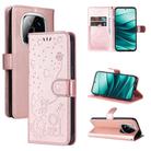 For Redmi Note 14 Pro / 14 Pro+ 5G Cat and Bee Embossed Flip Leather Phone Case(Rose Gold) - 1