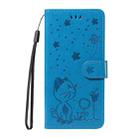 For Redmi Note 14S 4G / Note 13 Pro 4G Cat and Bee Embossed Flip Leather Phone Case(Blue) - 2