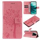 For Redmi Note 14 Pro / 14 Pro+ 5G Tree & Cat Embossed Pattern Flip Leather Phone Case(Pink) - 1
