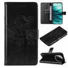 For Redmi Note 14 Pro / 14 Pro+ 5G Tree & Cat Embossed Pattern Flip Leather Phone Case(Black) - 1