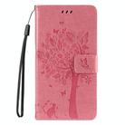 For Redmi Note 14 5G Tree & Cat Embossed Pattern Flip Leather Phone Case(Pink) - 2