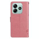 For Redmi Note 14 5G Tree & Cat Embossed Pattern Flip Leather Phone Case(Pink) - 3