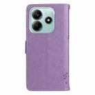 For Redmi Note 14 5G Tree & Cat Embossed Pattern Flip Leather Phone Case(Light Purple) - 3