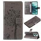 For Redmi Note 14 5G Tree & Cat Embossed Pattern Flip Leather Phone Case(Grey) - 1