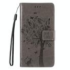 For Redmi Note 14 5G Tree & Cat Embossed Pattern Flip Leather Phone Case(Grey) - 2