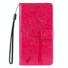 For Redmi Note 14 5G Tree & Cat Embossed Pattern Flip Leather Phone Case(Rose Red) - 2