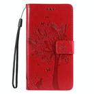 For Redmi Note 14 5G Tree & Cat Embossed Pattern Flip Leather Phone Case(Red) - 2