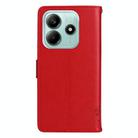 For Redmi Note 14 5G Tree & Cat Embossed Pattern Flip Leather Phone Case(Red) - 3