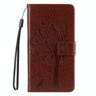 For Redmi Note 14 5G Tree & Cat Embossed Pattern Flip Leather Phone Case(Coffee) - 2