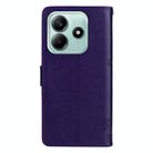 For Redmi Note 14 5G Tree & Cat Embossed Pattern Flip Leather Phone Case(Purple) - 3