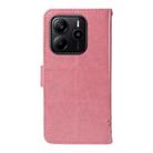 For Redmi Note 14 4G Global 163.25mm Tree & Cat Embossed Pattern Flip Leather Phone Case(Pink) - 3