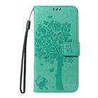 For Redmi Note 14 4G Global 163.25mm Tree & Cat Embossed Pattern Flip Leather Phone Case(Green) - 2