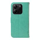 For Redmi Note 14 4G Global 163.25mm Tree & Cat Embossed Pattern Flip Leather Phone Case(Green) - 3
