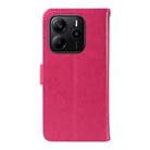 For Redmi Note 14 4G Global 163.25mm Tree & Cat Embossed Pattern Flip Leather Phone Case(Rose Red) - 3