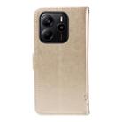 For Redmi Note 14 4G Global 163.25mm Tree & Cat Embossed Pattern Flip Leather Phone Case(Gold) - 3