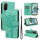 For Redmi A5 4G 173.3mm Tree & Cat Embossed Pattern Flip Leather Phone Case(Green) - 1