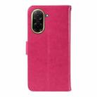 For Redmi A5 4G 173.3mm Tree & Cat Embossed Pattern Flip Leather Phone Case(Rose Red) - 3