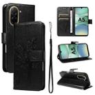 For Redmi A5 4G 173.3mm Tree & Cat Embossed Pattern Flip Leather Phone Case(Black) - 1