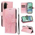 For Redmi A5 4G 173.3mm Tree & Cat Embossed Pattern Flip Leather Phone Case(Rose Gold) - 1