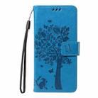 For Redmi Note 14S 4G / Note 13 Pro 4G Tree & Cat Embossed Pattern Flip Leather Phone Case(Blue) - 2