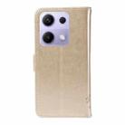 For Redmi Note 14S 4G / Note 13 Pro 4G Tree & Cat Embossed Pattern Flip Leather Phone Case(Gold) - 3