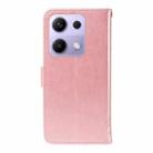 For Redmi Note 14S 4G / Note 13 Pro 4G Tree & Cat Embossed Pattern Flip Leather Phone Case(Rose Gold) - 3