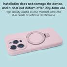 For iPhone 15 Pro Max Precision Hole Liquid Silicone MagSafe Metal Ring Holder Phone Case(Pink) - 3