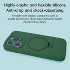 For iPhone 15 Pro Max Precision Hole Liquid Silicone MagSafe Metal Ring Holder Phone Case(Green) - 2