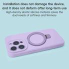 For iPhone 15 Pro Max Precision Hole Liquid Silicone MagSafe Metal Ring Holder Phone Case(Purple) - 3