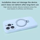 For iPhone 15 Pro Precision Hole Liquid Silicone MagSafe Metal Ring Holder Phone Case(Cloud Blue) - 3