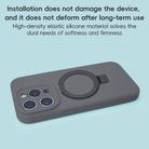 For iPhone 15 Precision Hole Liquid Silicone MagSafe Metal Ring Holder Phone Case(Graphite) - 3