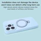 For iPhone 15 Precision Hole Liquid Silicone MagSafe Metal Ring Holder Phone Case(Cloud Blue) - 3